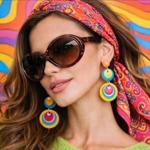 VINTAGE Y2K OVERSIZED TORTOISE SHELL SUNGLASSES BOLD 2000s GLAM PLASTIC FRAME